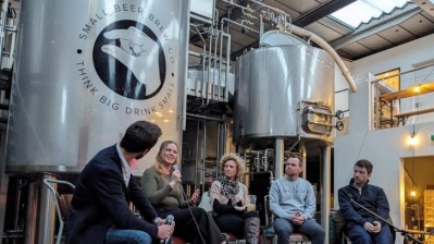 The panel at Small Beer's recent event, featuring (third from left and moving right) Emma Loisel, Felix James and James Cadbury