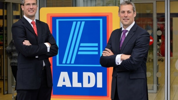 Aldi bosses Roman Heini (left) and Matthew Barnes pledged to create 35,000 new jobs over the next eight years
