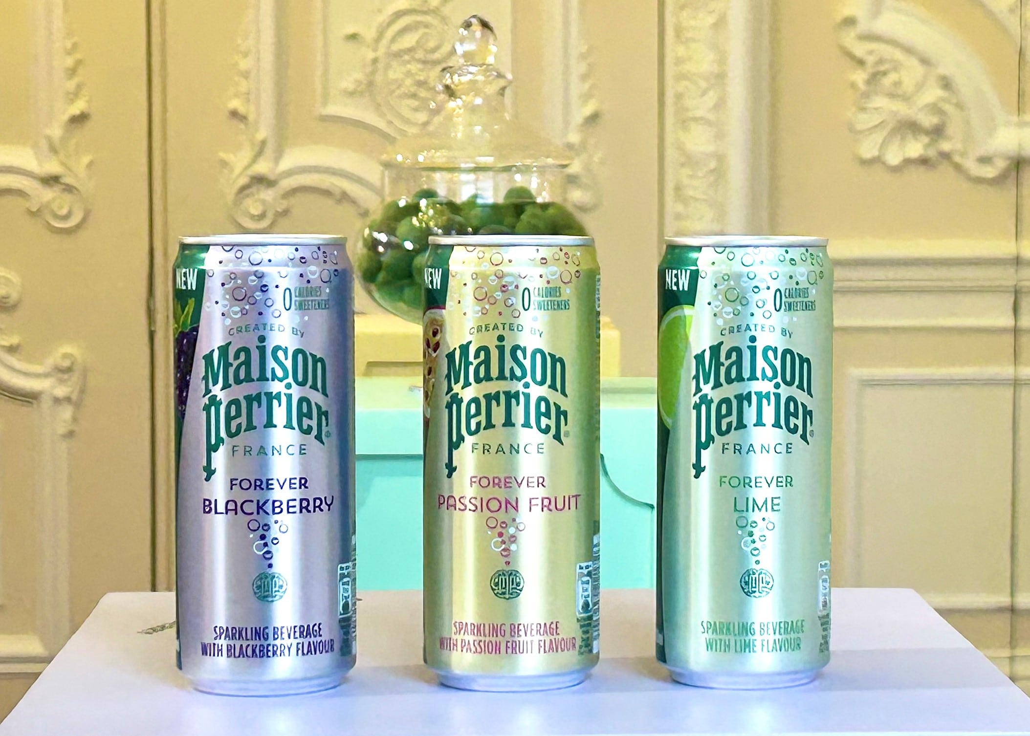 Maison Perrier: Cans and bottles from Maison Perrier’s Forever and Chic ranges.