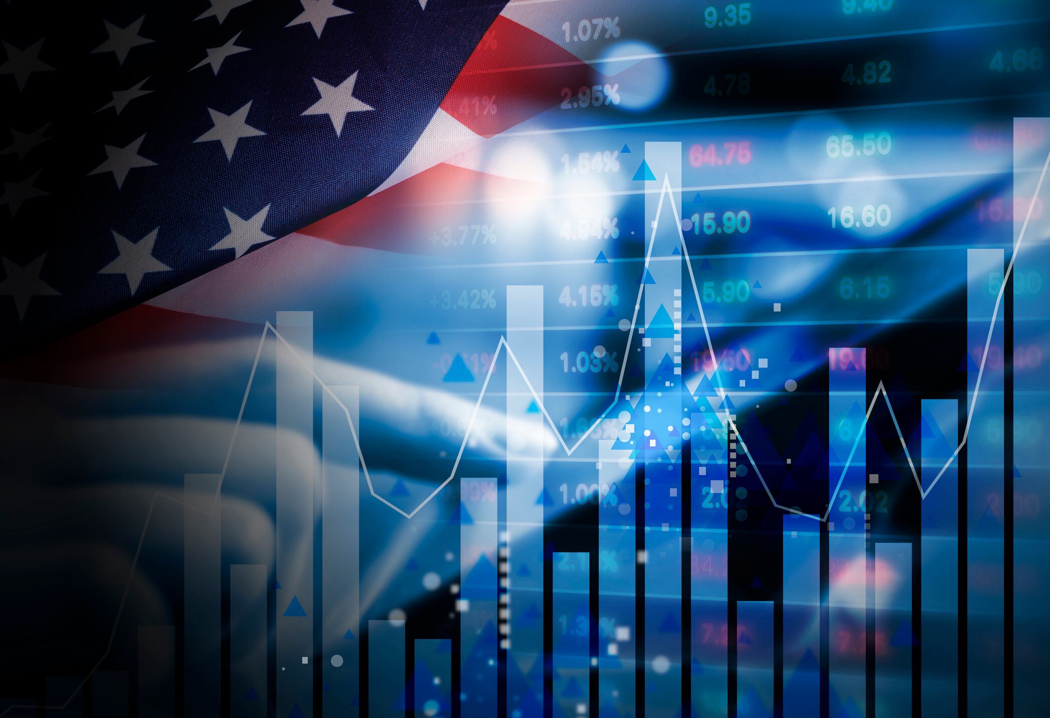 US Flag, Stocks, blue