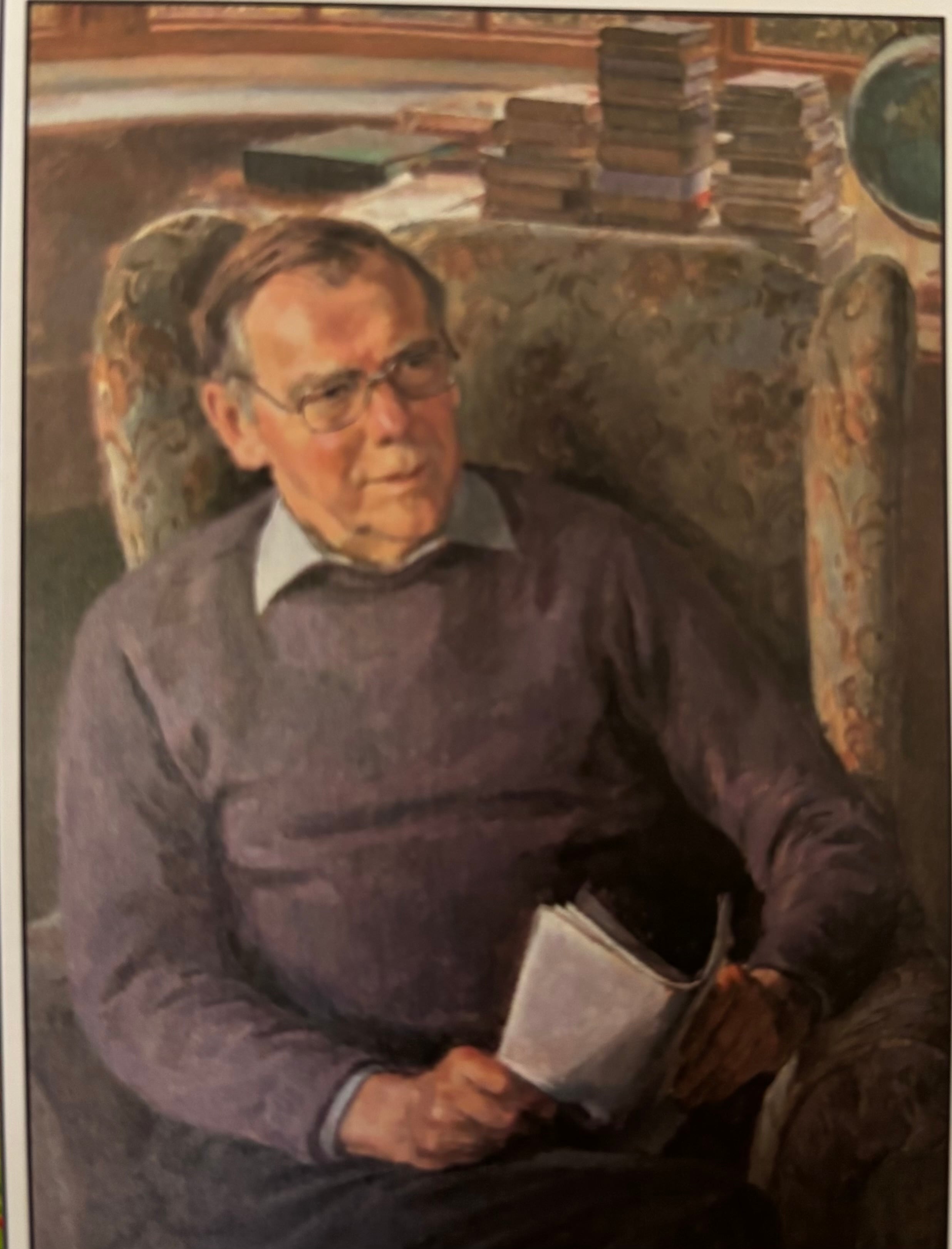 A painting of a man sitting