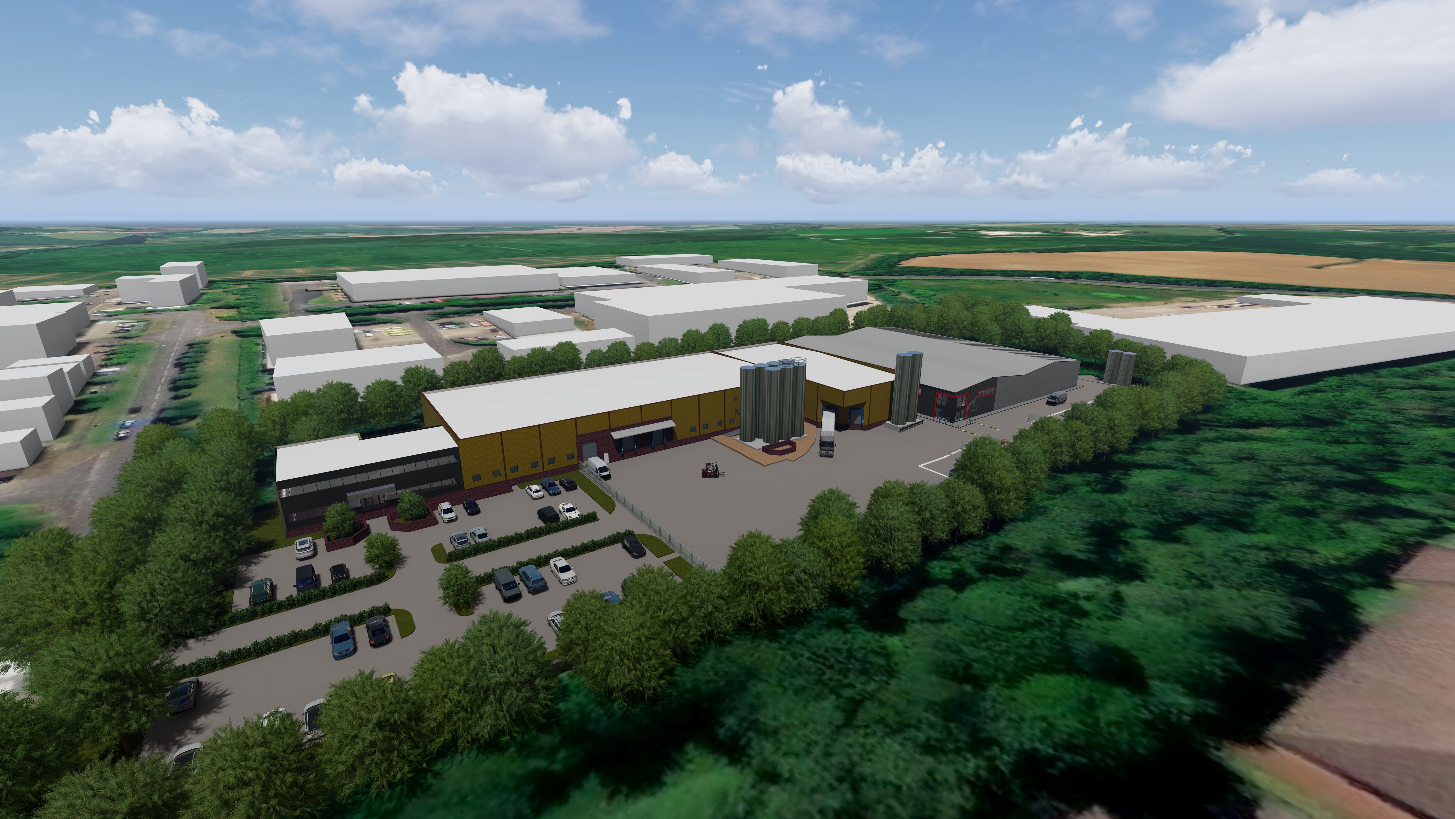 A food manufacturing facility graphic render