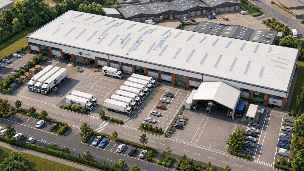 Food distribution centre aerial photo