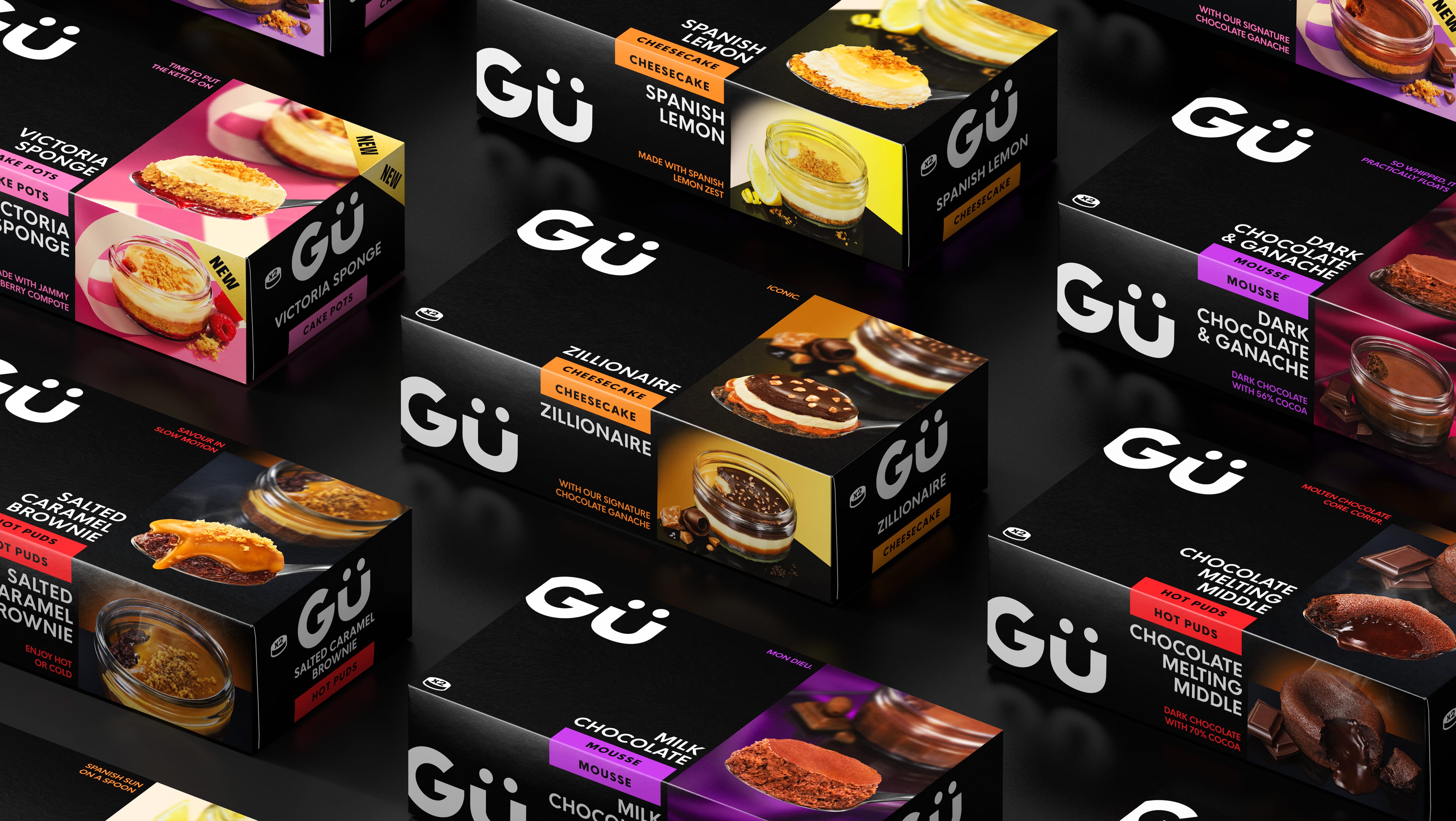 A selection of Gu dessert packets.