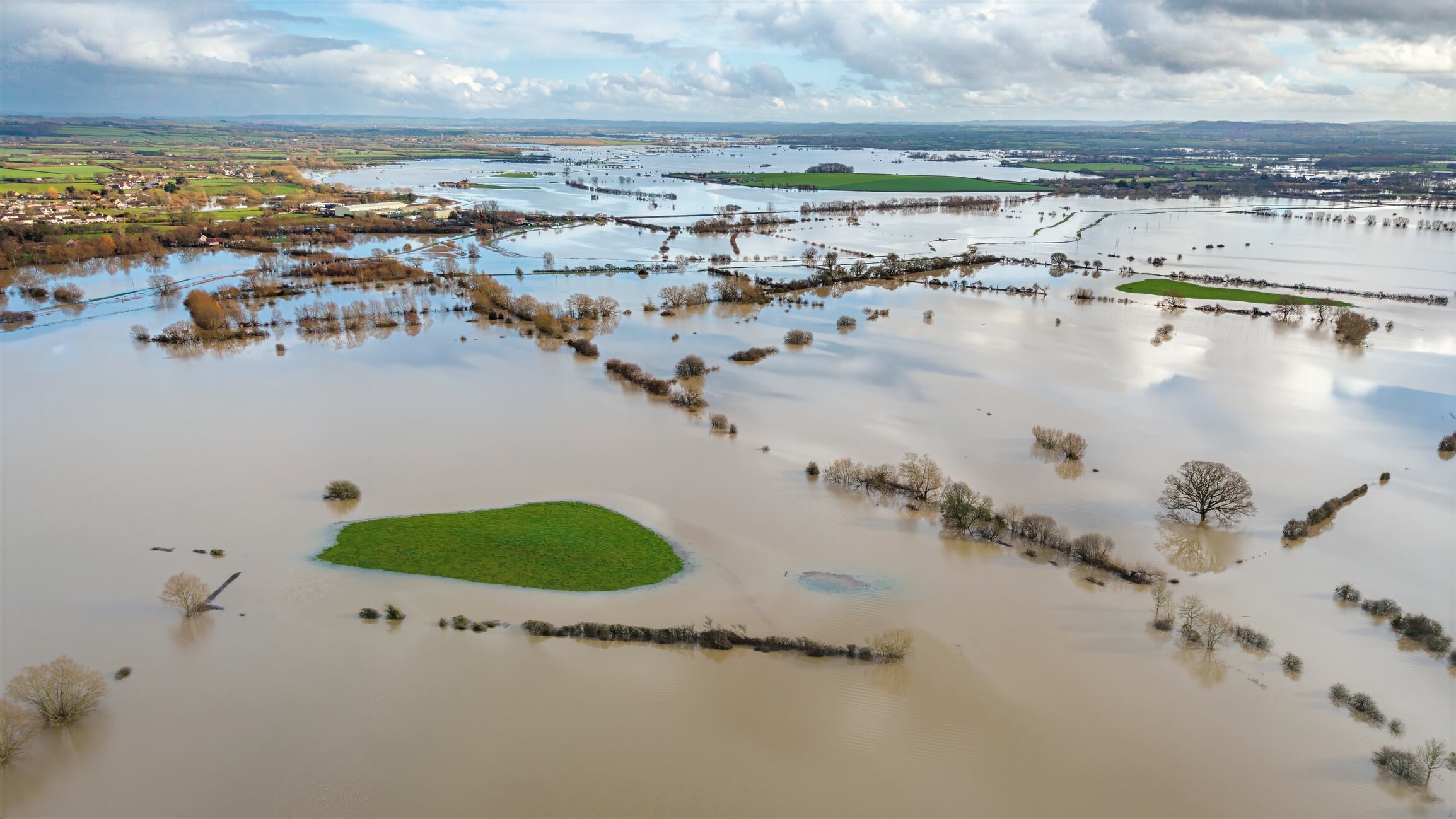 Flooding on Somerset Levels.