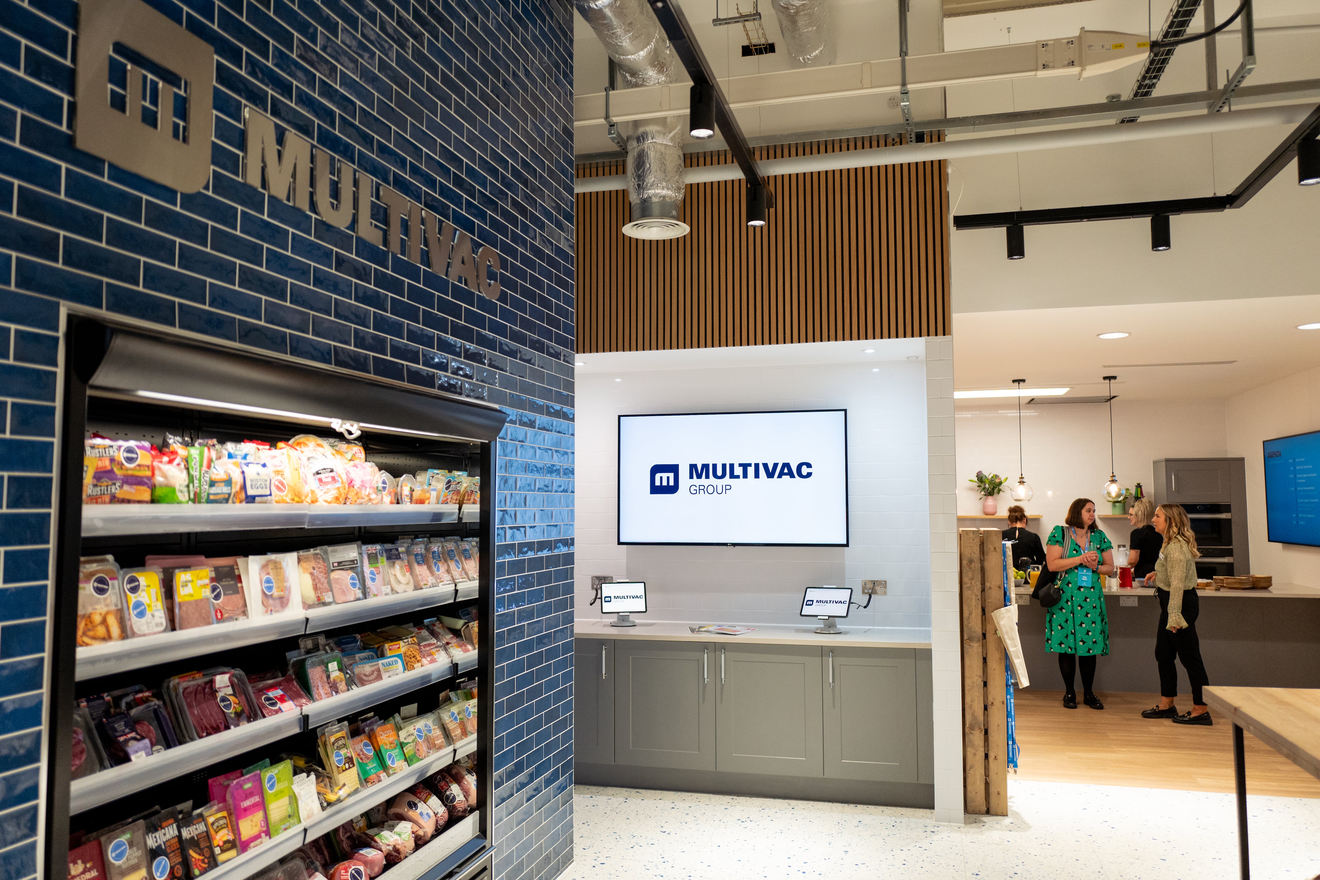 A store front with Multivac logo.