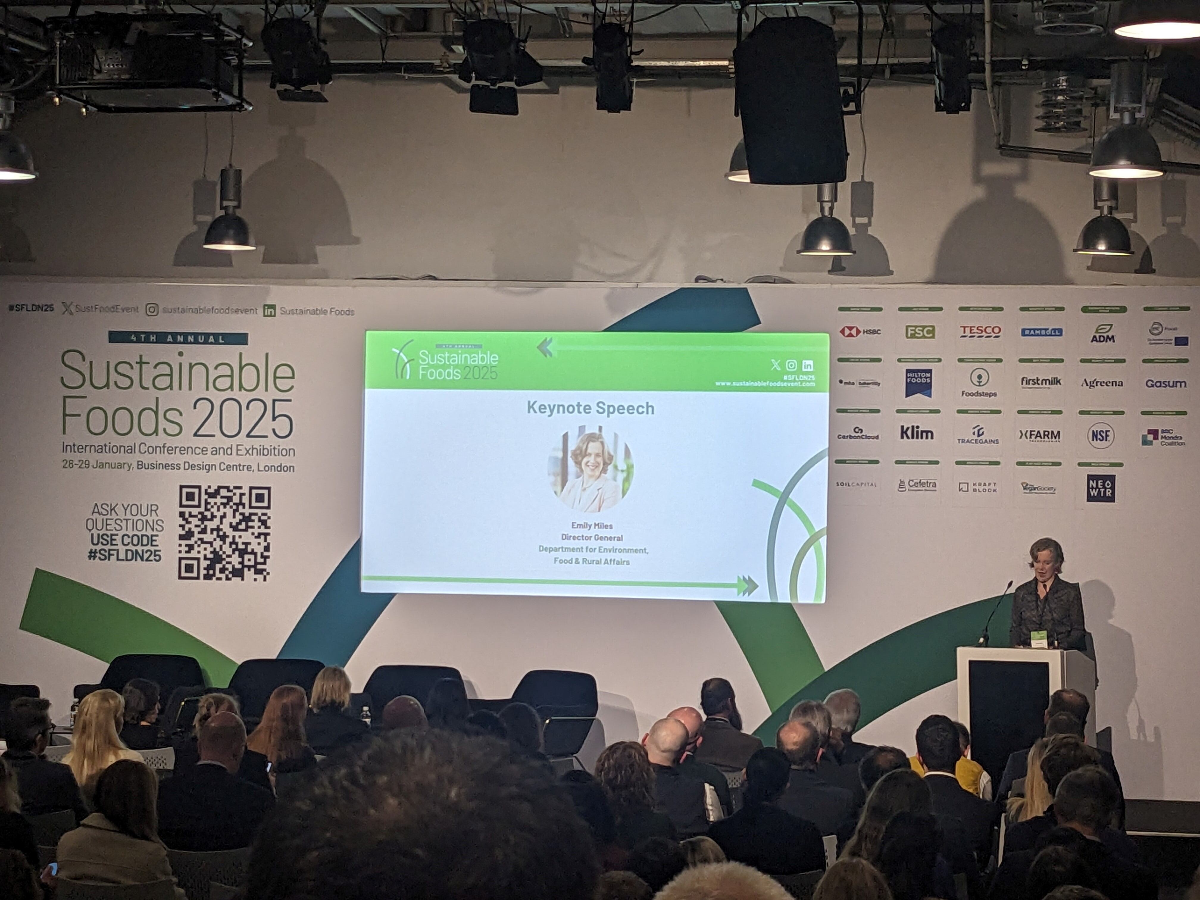 Emily Miles, Defra director general, speaking at the Sustainable Foods Conference 2025.