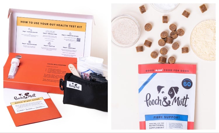 Pooch & Mutt's dog gut health kit and supplements for fibre support.