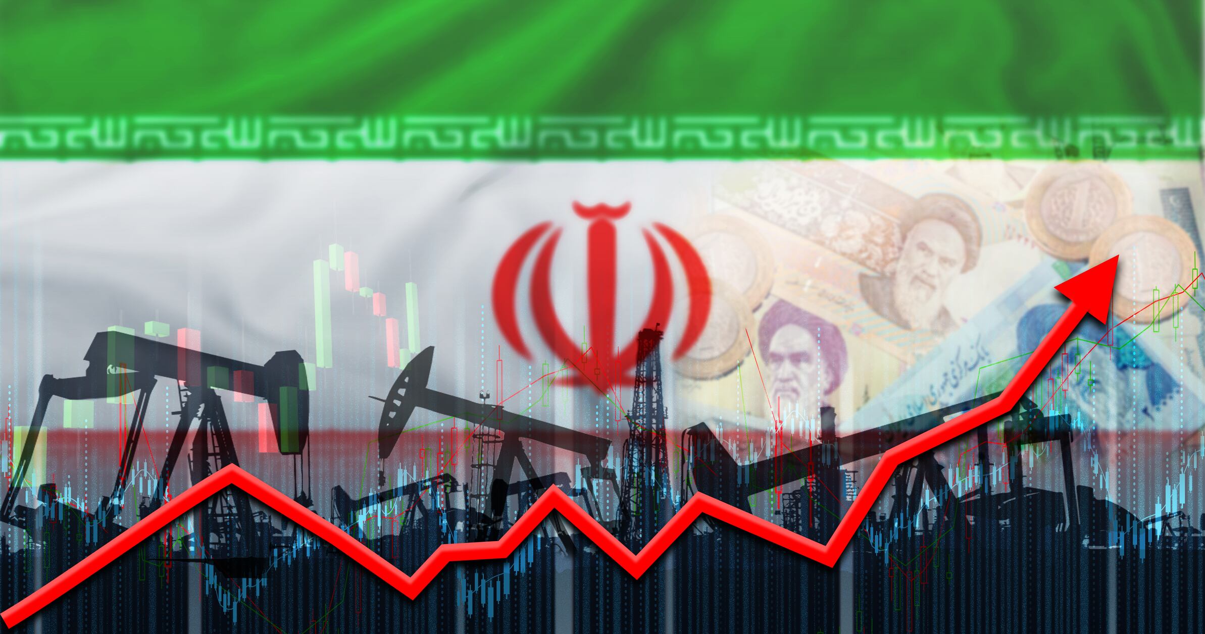 Iran and rising graph graphic