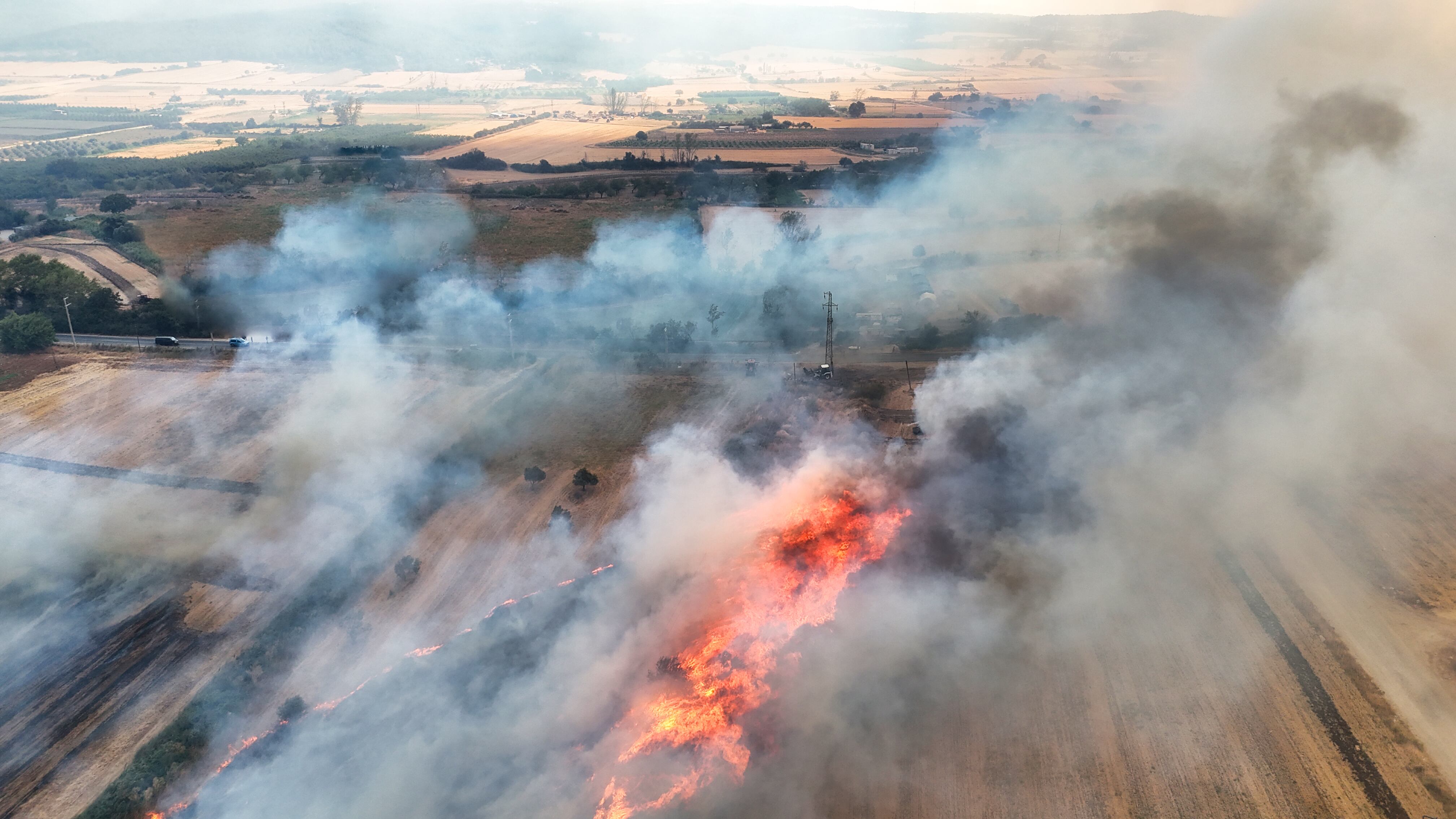 A field on fire.