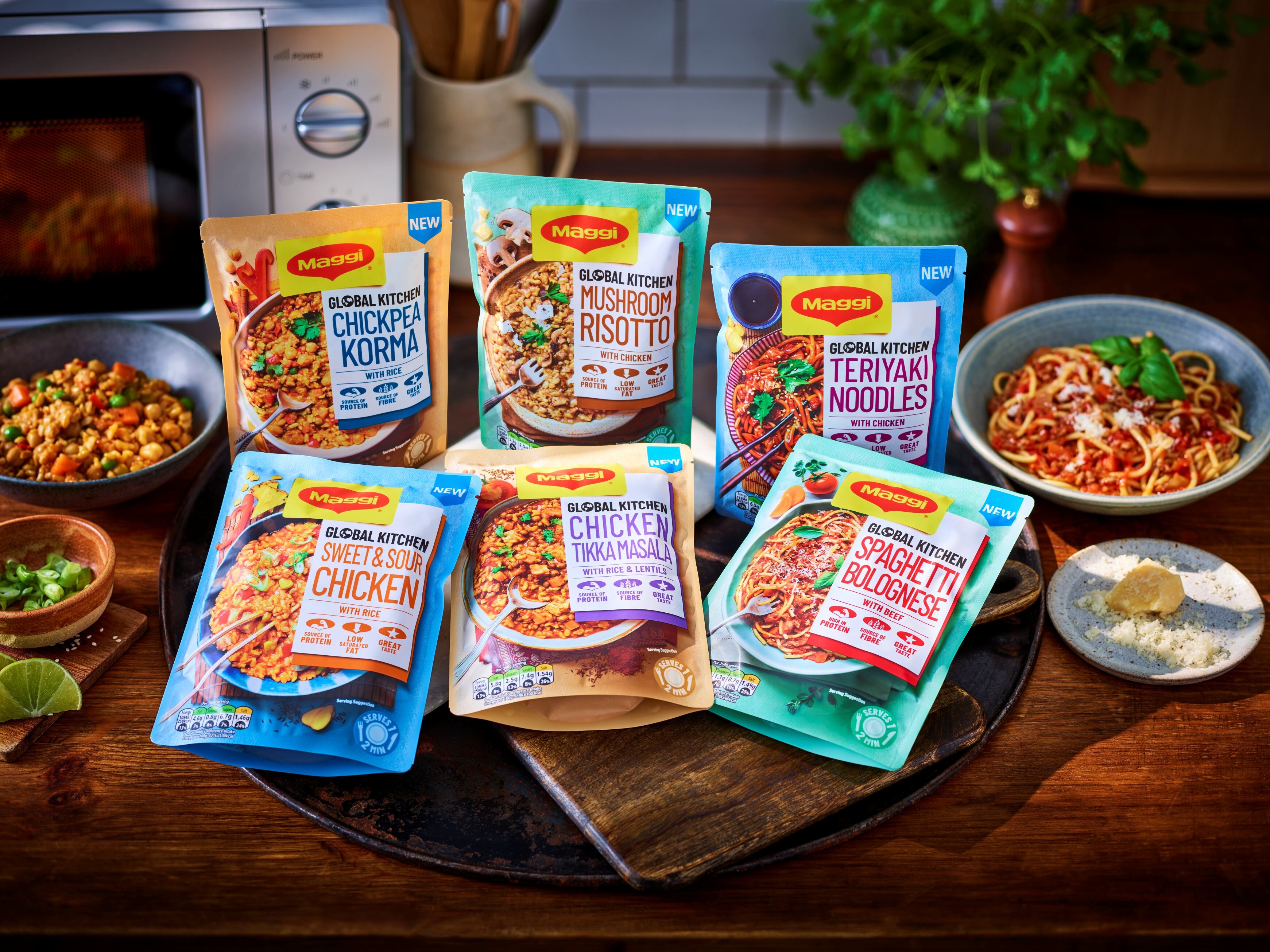 A selection of ready meals.