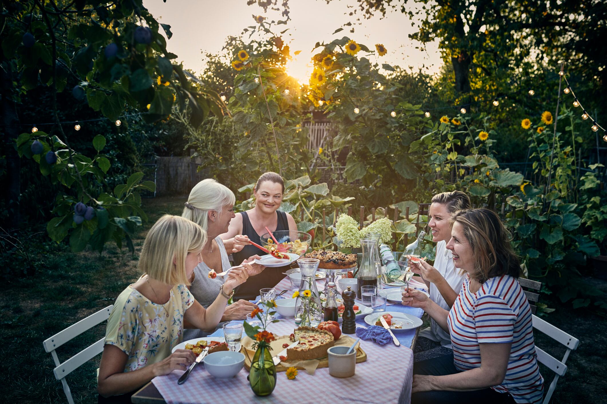 people eating outside