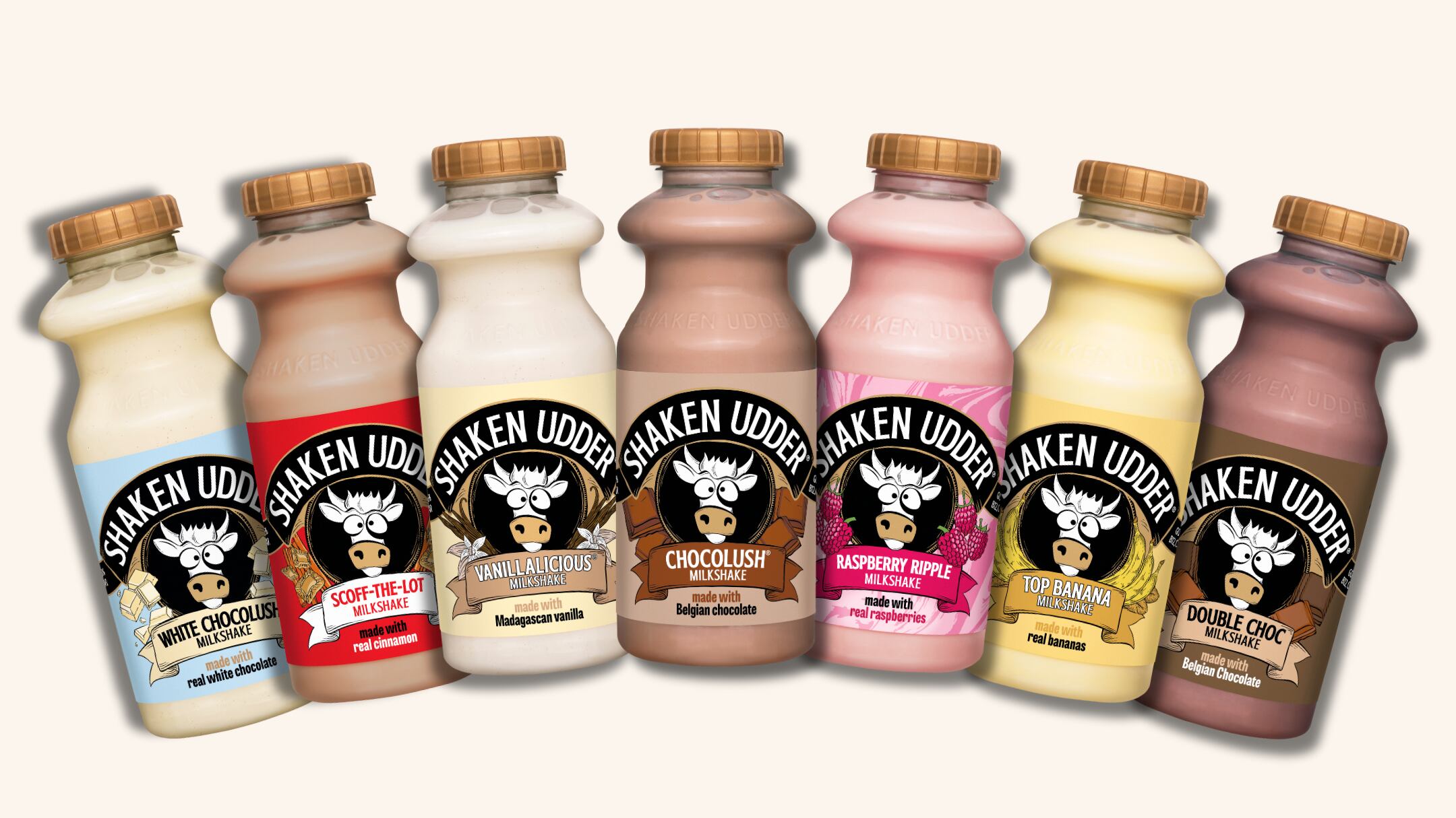 Shaken Udder range of milkshakes.