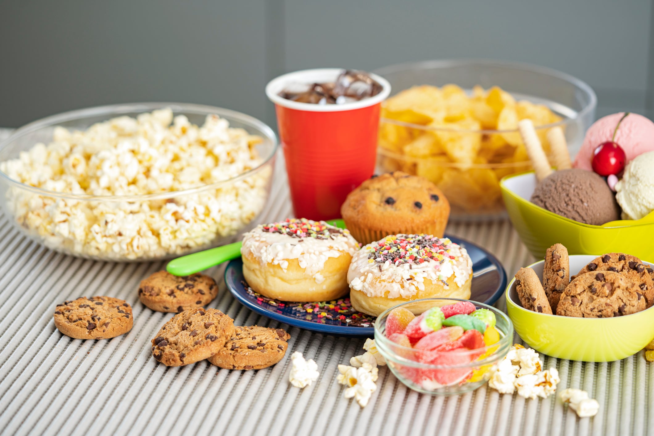 A selection of highly processed foods