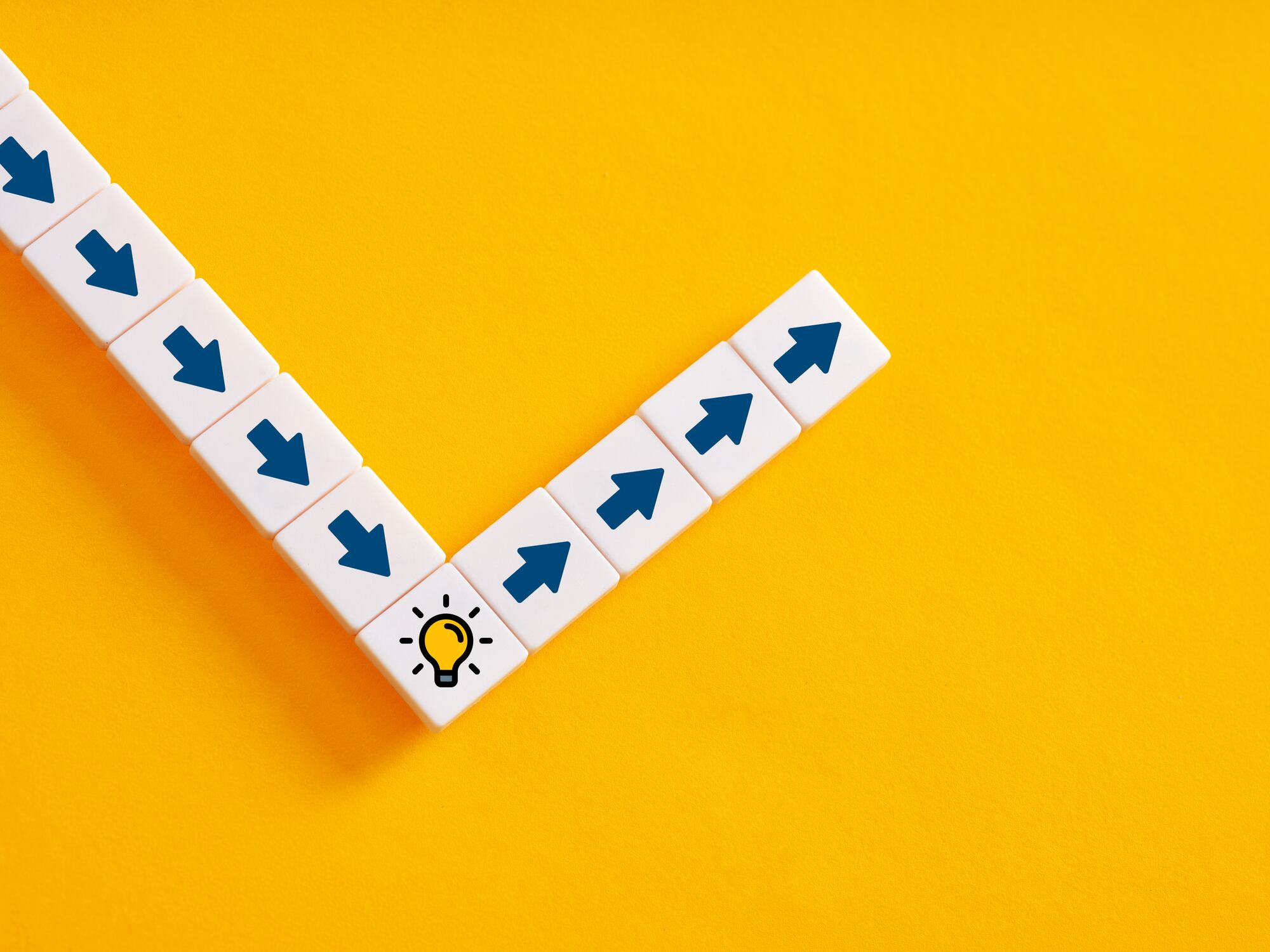 Changing the action, business strategy or way after finding a creative idea. To find an idea and planning accordingly.