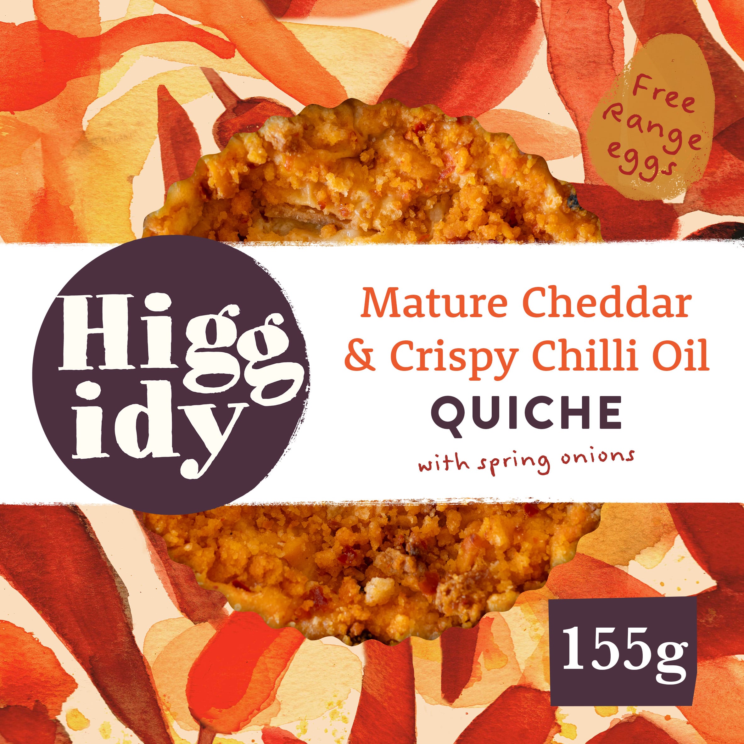 Mature Cheddar & Crispy Chilli Oil Little Quiche with Spring Onions