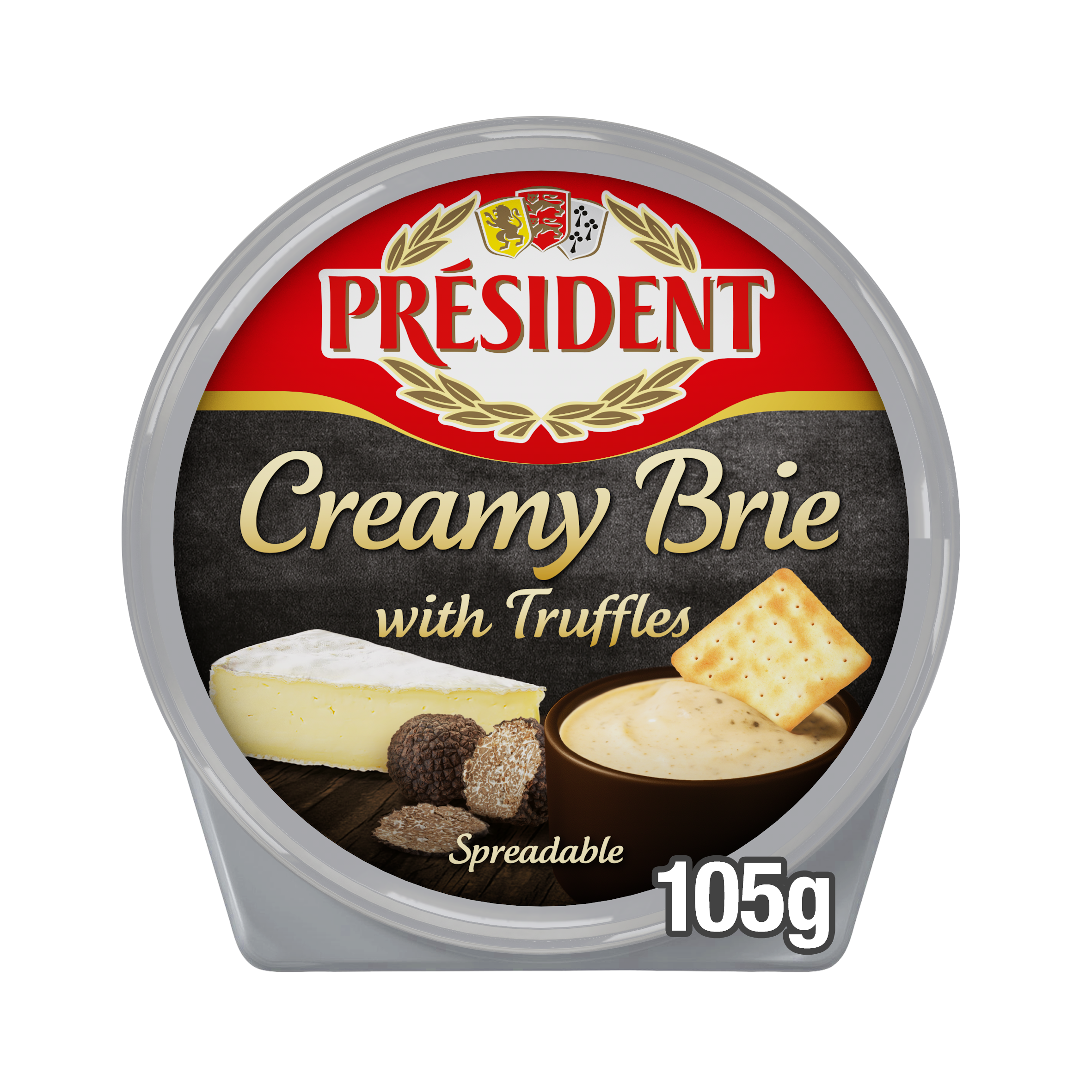 Président Spreadable Creamy Brie with Truffle in pack.