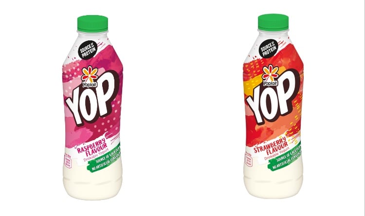 Yop in Strawberry and Raspberry flavours.