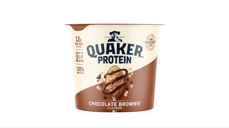Pot of Quaker Protein Chocolate Brownie flavour