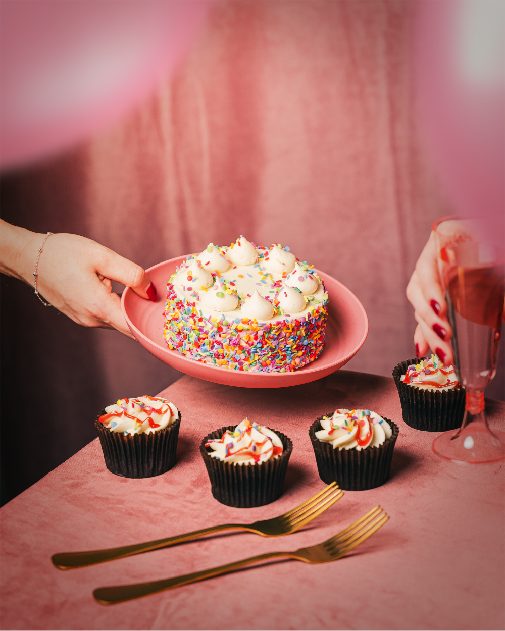 Celebration cake with smaller versions.