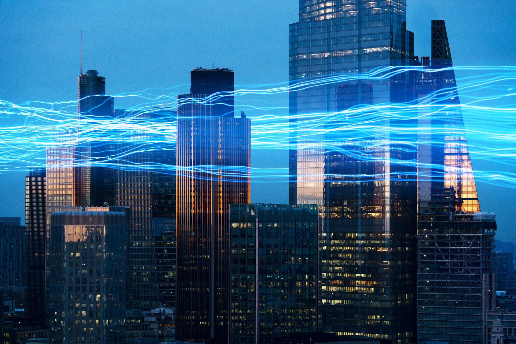 City with streaks of light