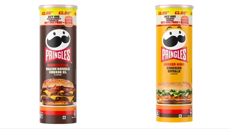 Two packs of Burger King inspired Pringles.