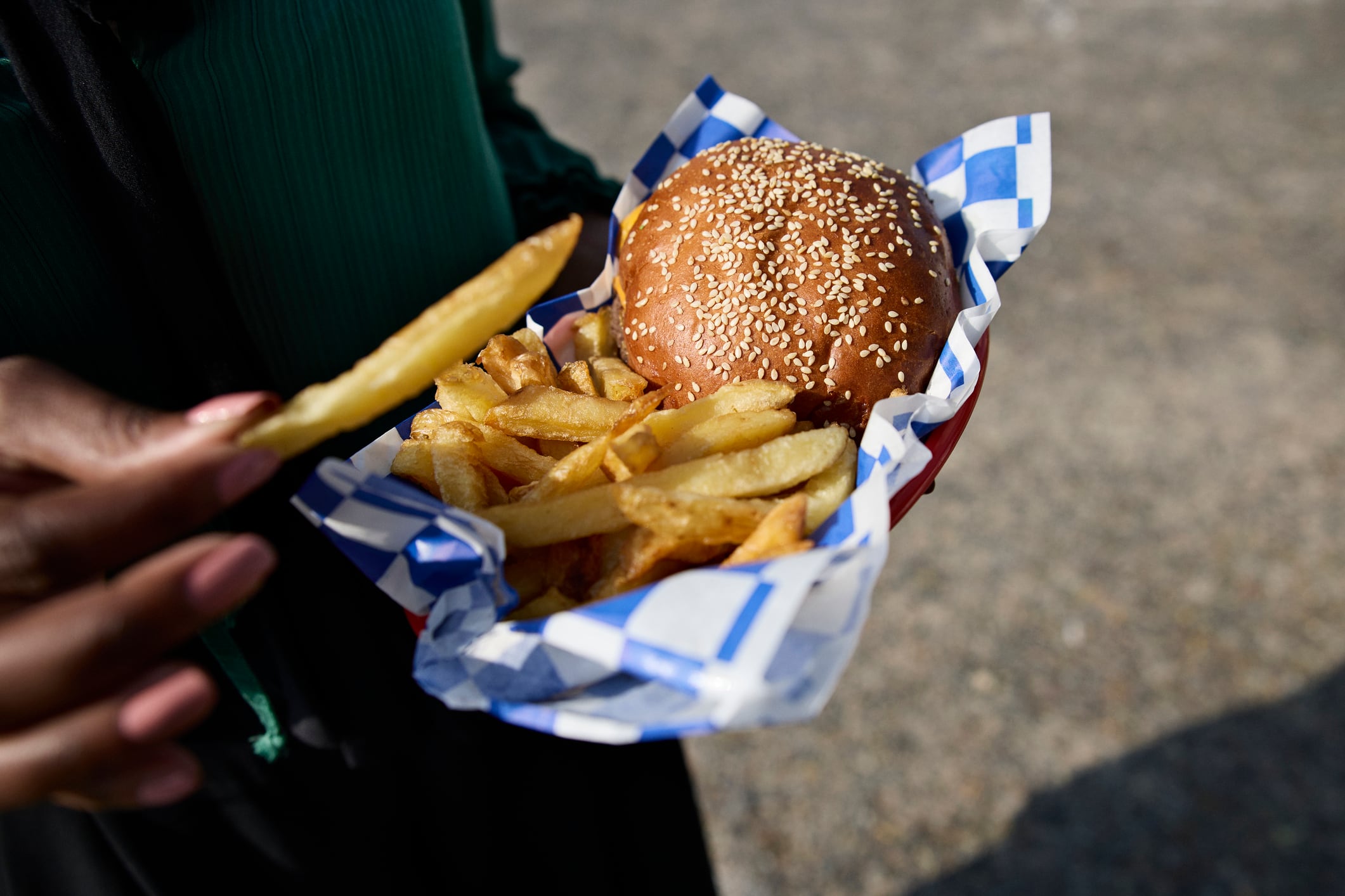 Burger and chips