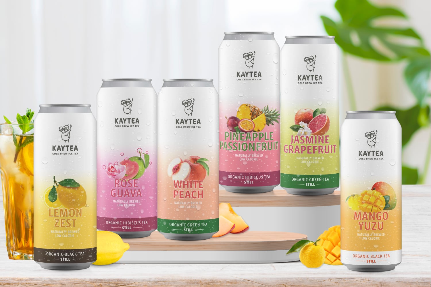 Full range of Kaytea's canned ice tea.