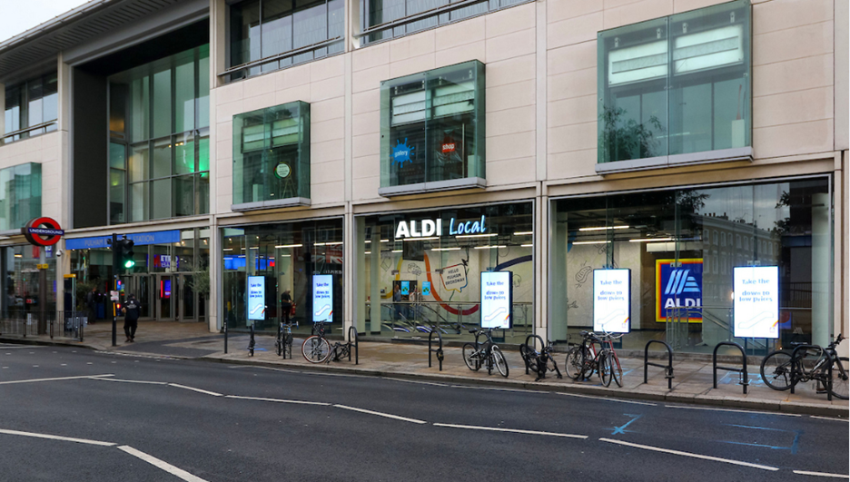 The front of an Aldi Local store in London.