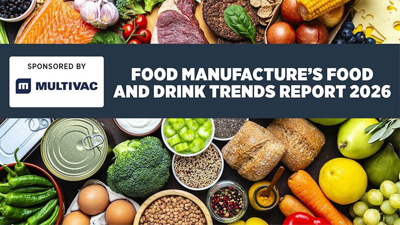 Food Manufacture's food and drink report 2026 with Multivac logo on an array of food and drink.