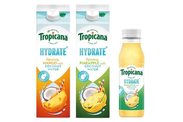 A selections of juice and coconut water products.