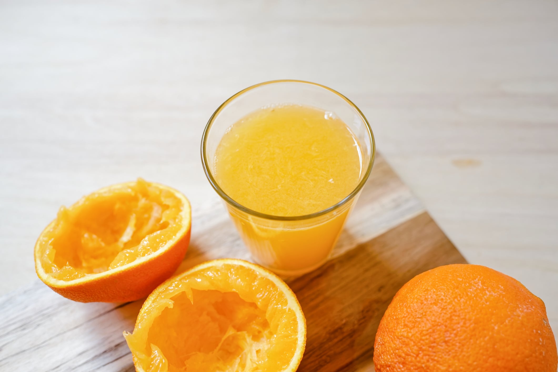 A glass of pure orange juice