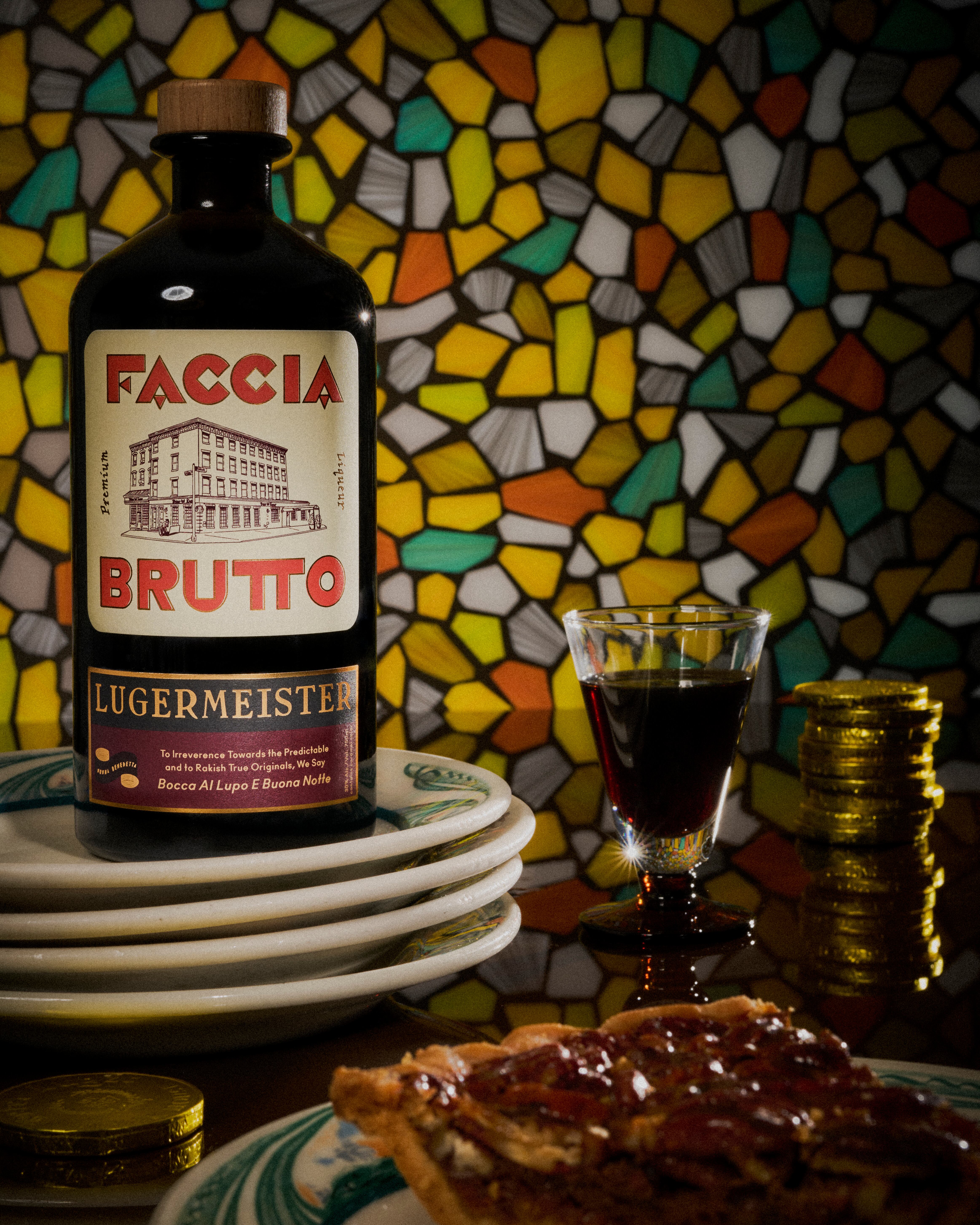 Lugermeister bottle displaying dual-branded label design.