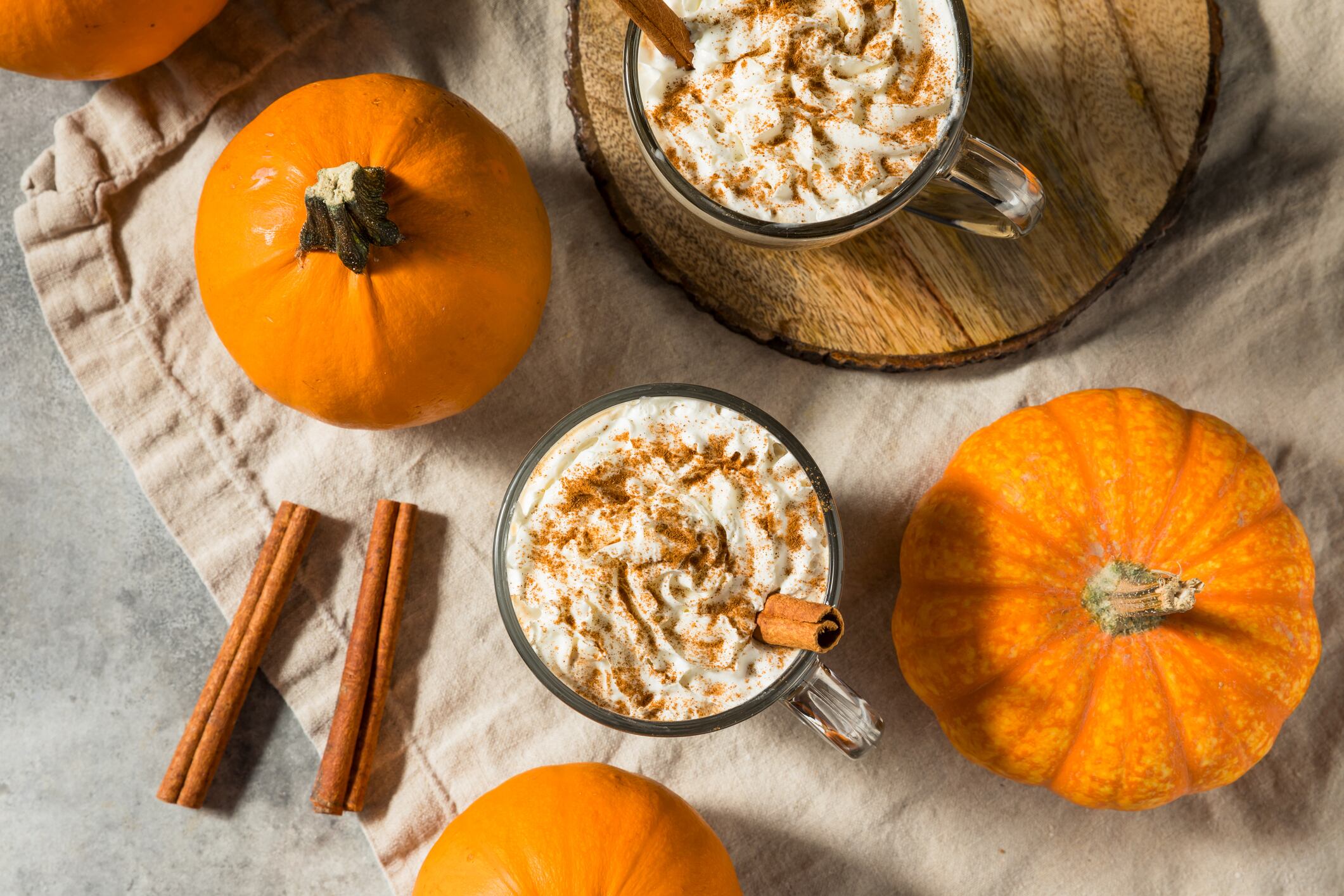Warm Seasonal Pumpkin Spice Latte with Whipped Cream