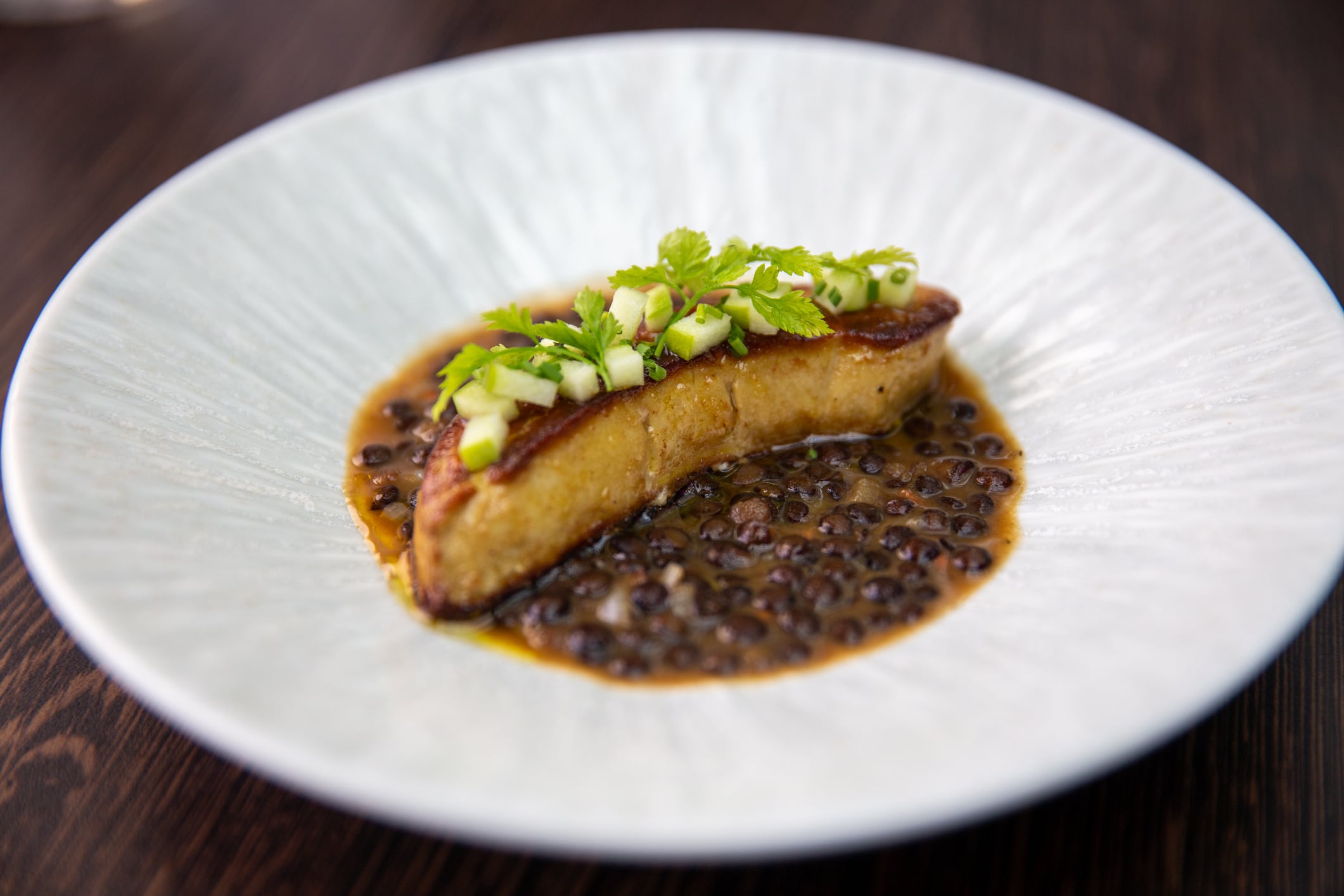 Foie gras on a plate.