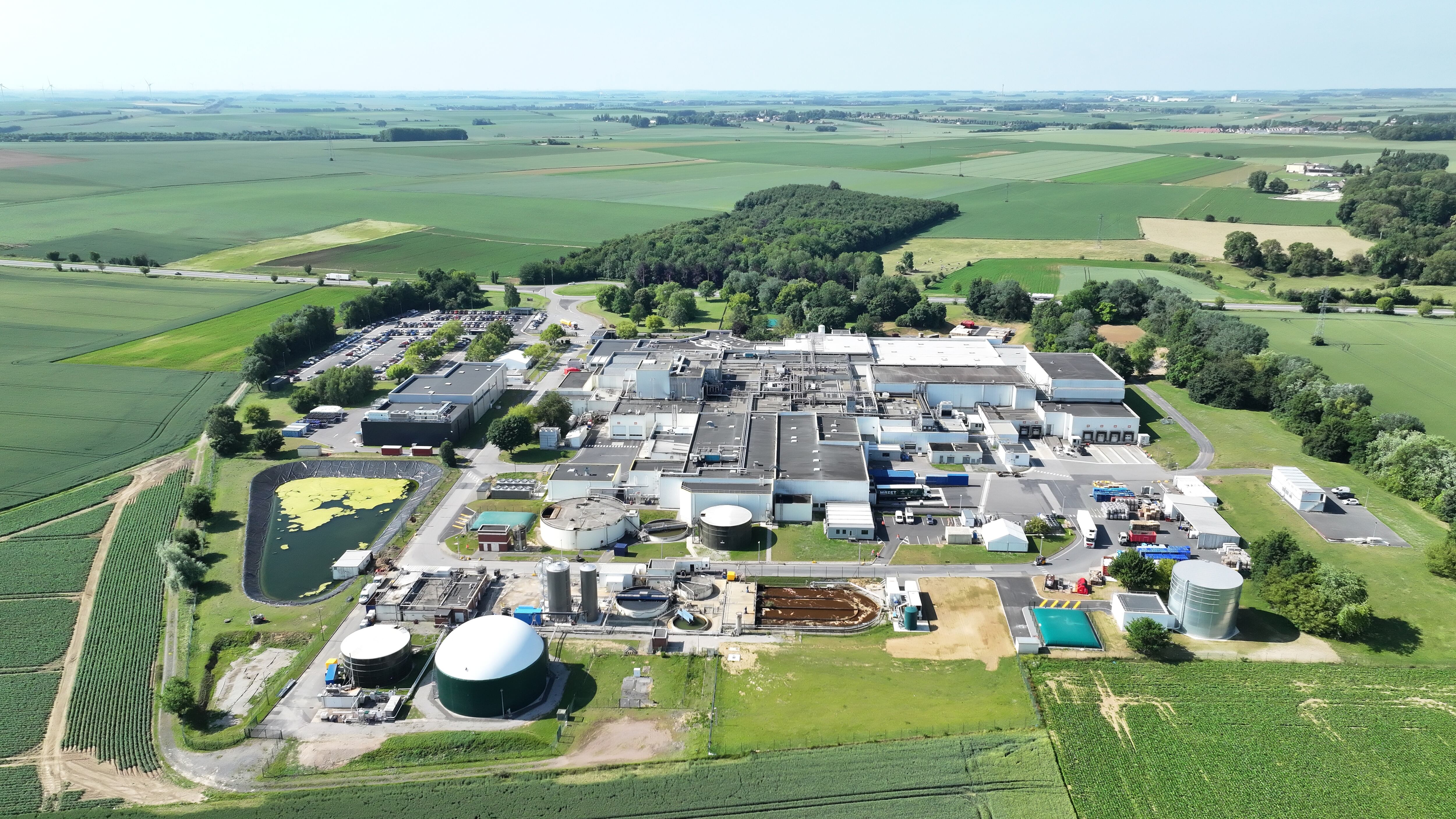 Aerial view of an ice cream plant