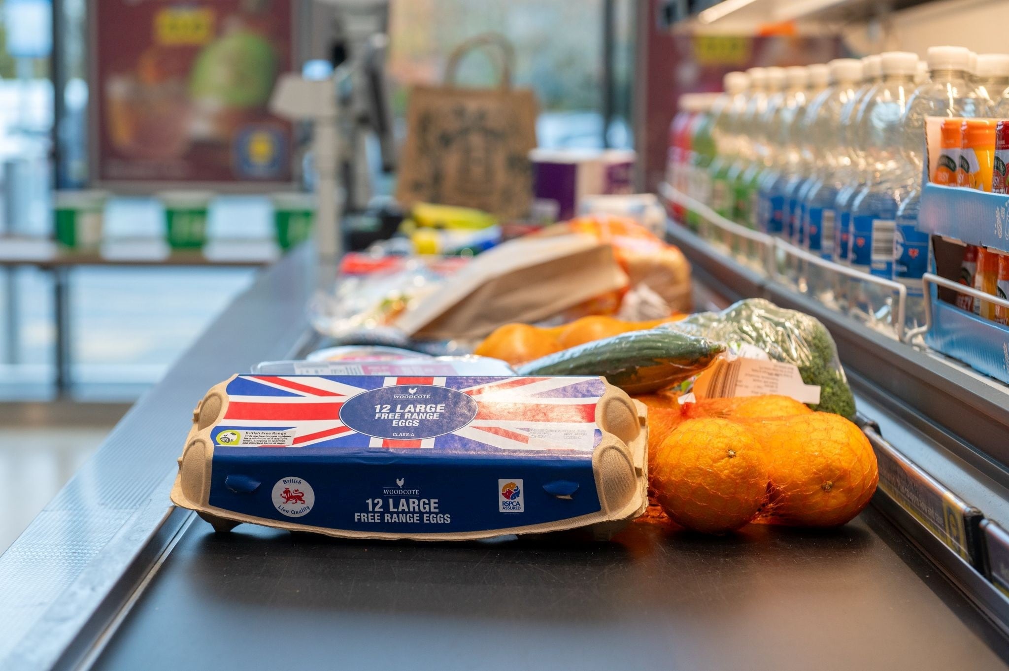 Products being scanned in a supermarket.
