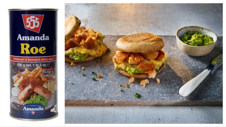 555 Amanda Roe product with a fish burger.