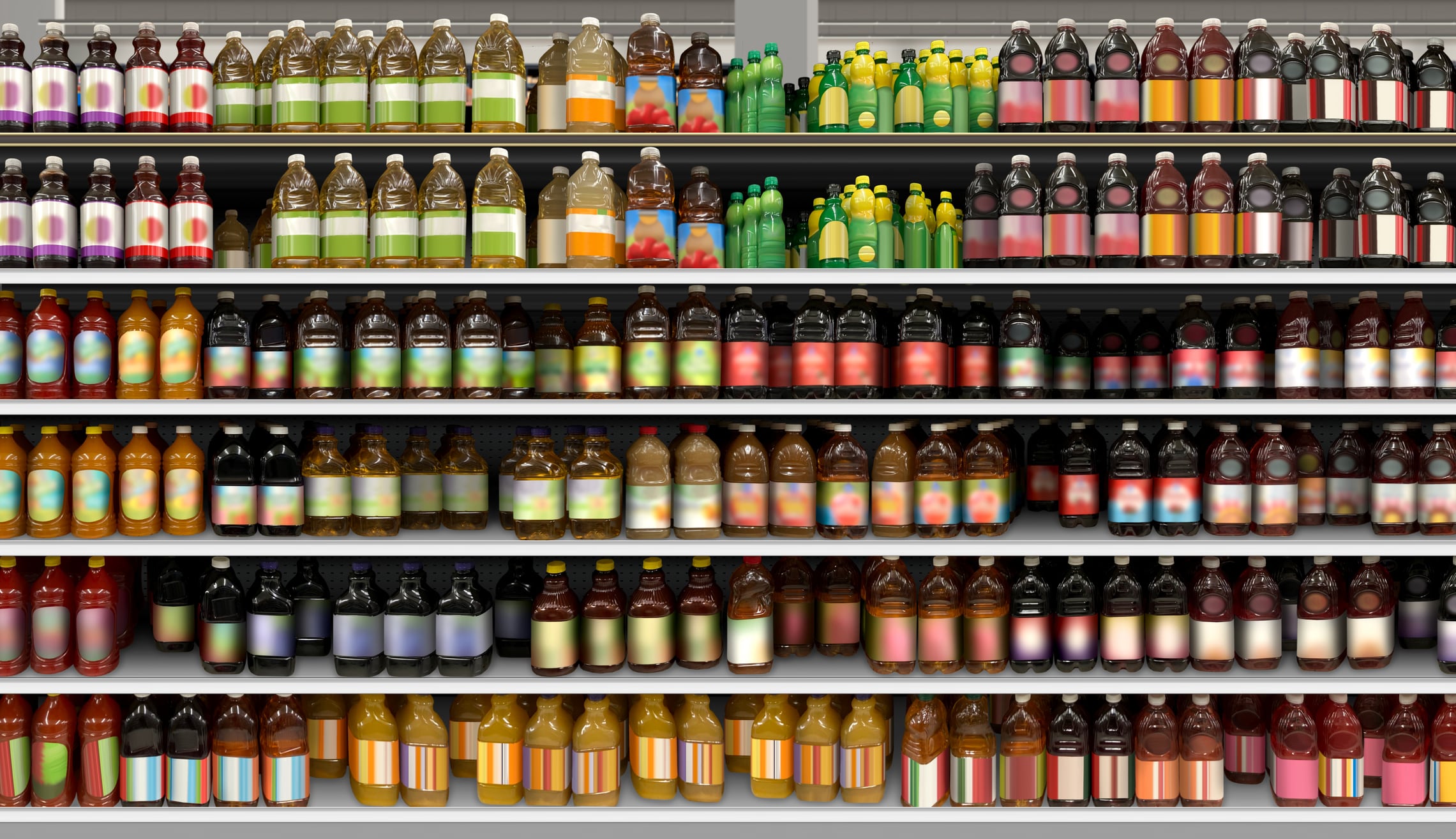 A drinks aisle in a supermarket.