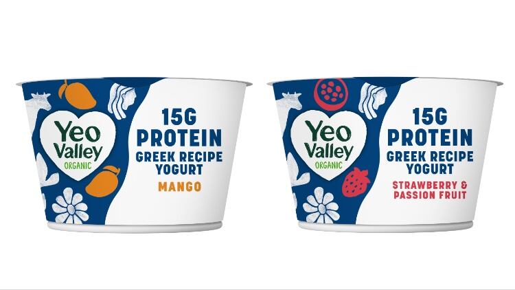 Mango and Strawberry and Passion Fruit Yeo Valley yoghurt pots