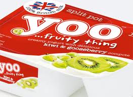 split pot of Yoo fruity thing creamy yogurt with delicious