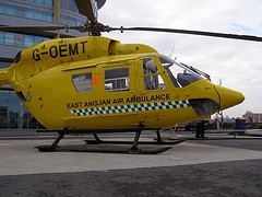 The injured engineer was flown to Addenbrookes Hospital in Cambridge