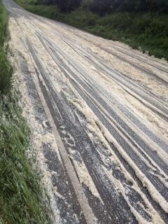 A spillage of mashed potato forced police to close the A64 in North Yorkshire for six hours 