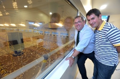Moy Park's David Mark (left) with chicken grower Graham McIlroy