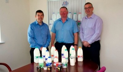 Tomlinson's Dairies secured a £22M investment (From left to right - Tomlinson's Dairies owners Philip Tomlinson and John Tomlinson; Finance Wales senior investment executive Rhodri Evans) 