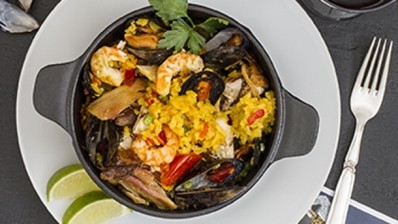 A paella made from Essentia’s ProBase seafood range