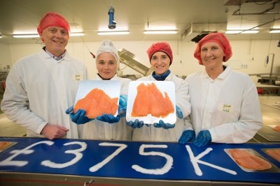 (Left to right) Farne Salmon and Trout's Angus Forbes, Magdalena Tomczak and Monika Kubowicz, with VIBES' Gillian Bruce