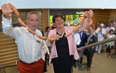 Denis Lynn and Arlene Foster open the new factory in Downpatrick, NI