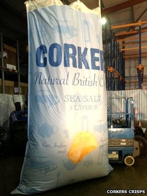 A world record In the bag? Corkers hopes to capture the world record for the world's biggest packet of crisps