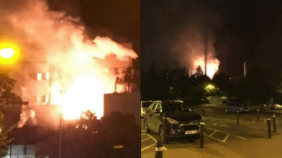 Firefighters battled a blaze at a coffee factory in Banbury. Images courtesy of twitter user @User_Unlisted 